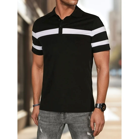 Vyriški juodi polo marškinėliai Lima PX0631