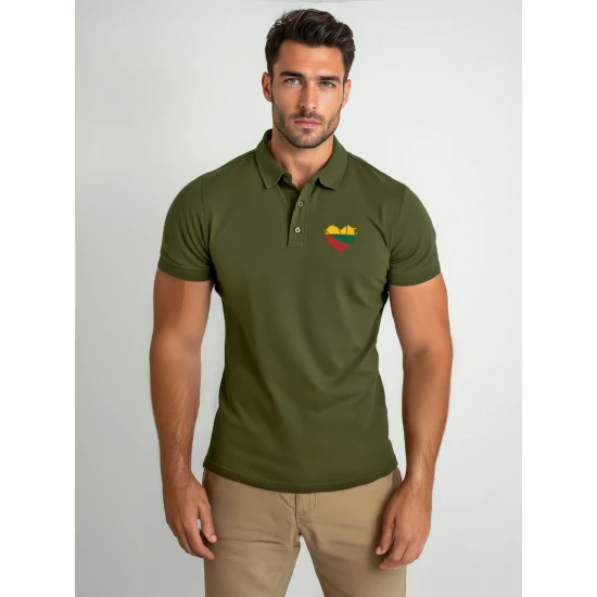 Vyriški chaki polo marškinėliai Širdis JS/8T80