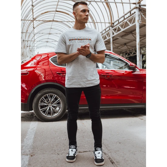 Vyriški šviesiai pilki marškinėliai su užrašu Superior RX5385