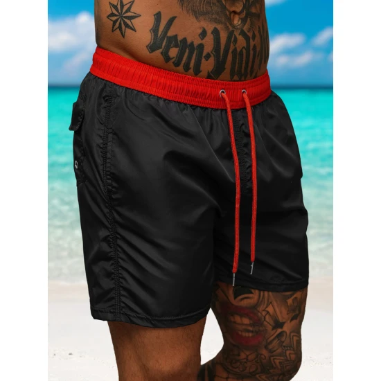 Vyriški šortai juodi/raudoni Renald JS/17K561/1