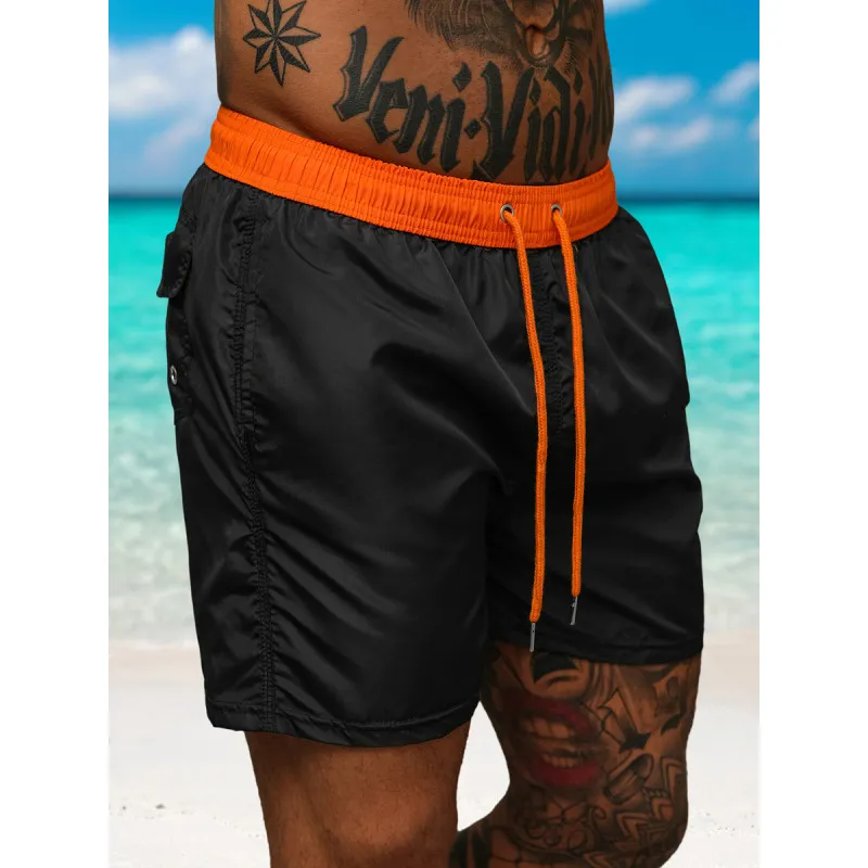 Vyriški šortai juodi/oranžiniai Renald JS/17K561/6