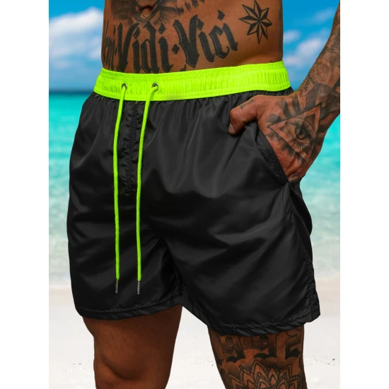 Vyriški šortai juodi/žali Renald JS/17K561/5