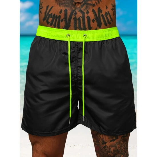 Vyriški šortai juodi/žali Renald JS/17K561/5