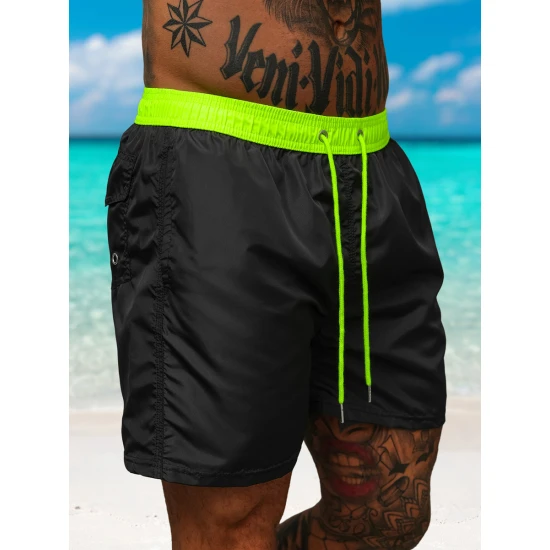 Vyriški šortai juodi/žali Renald JS/17K561/5