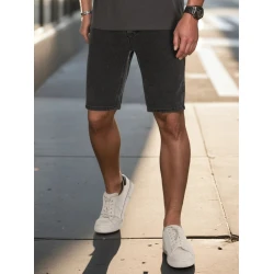 Vyriški juodi džinsiniai šortai Jack