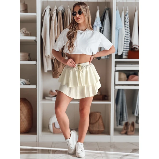 Moteriškas baltas mini sijonas Falbela CY0493