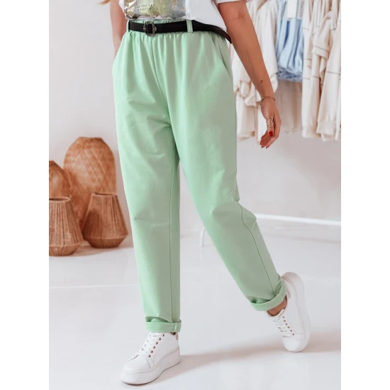 Moteriškos šviesiai mėtinės kelnės su diržu Tailandi UY2552