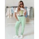 Moteriškos šviesiai mėtinės kelnės su diržu Tailandi UY2552