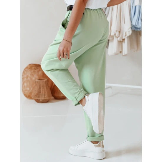 Moteriškos šviesiai mėtinės kelnės su diržu Tailandi UY2552