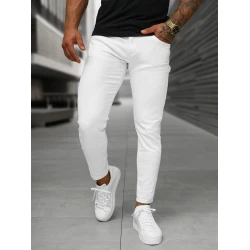 Vyriški baltgos spalvos priglundantys džinsai Jen