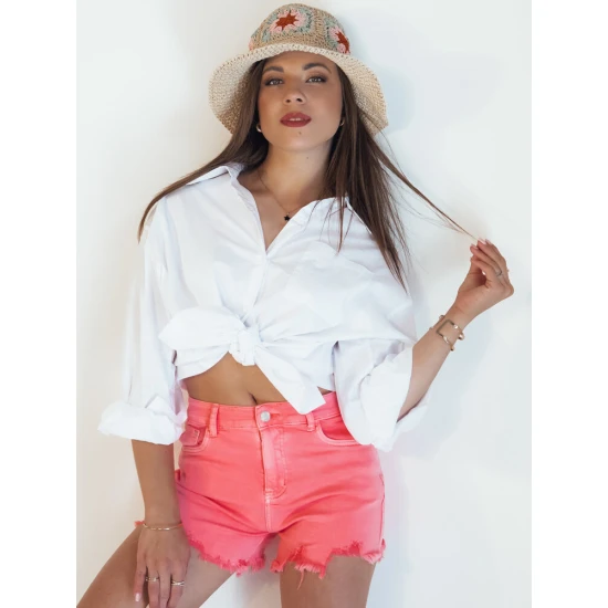 Moteriški rožiniai džinsiainai šortai Sunylook SY0362