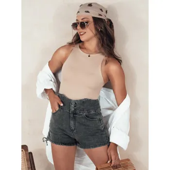 Women's black denim shorts Jeanlove