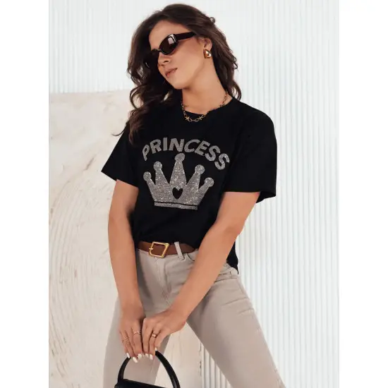 Moteriški juodi marškinėliai Princess RY2389