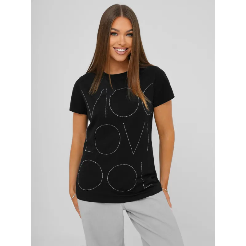 Czarny T-shirt damski Fact JS/YJ77841