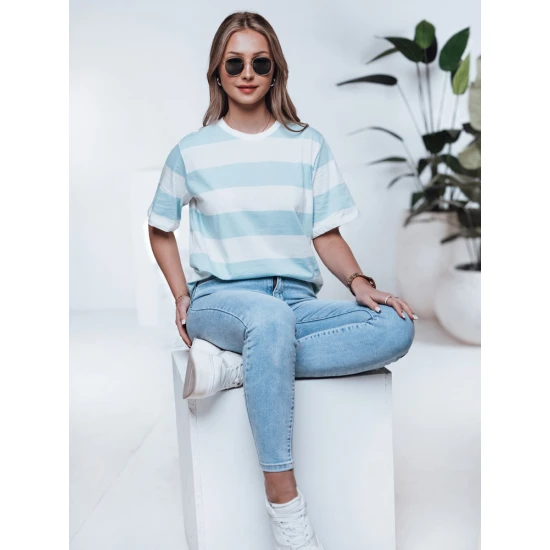 Moteriški dryžuoti mėlyni marškinėliai Almin RY2562