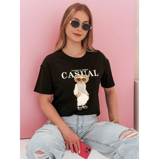 Moteriški juodi marškinėliai Classy RY2873