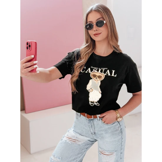 Moteriški juodi marškinėliai Classy RY2873