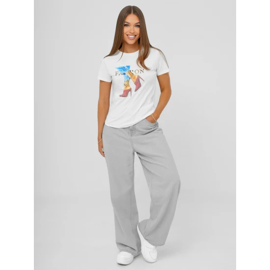 Moteriški baltos spalvos marškinėliai Fact JS/96T690/1