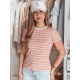 Moteriški rožiniai dryžuoti marškinėliai Liness RY2809