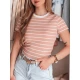 Moteriški rožiniai dryžuoti marškinėliai Liness RY2809