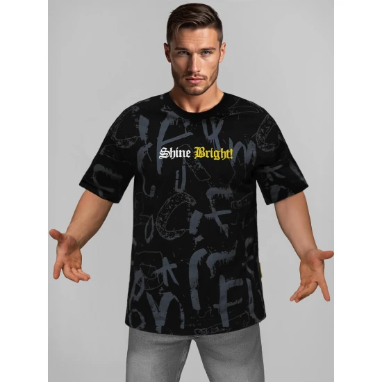 Vyriški juodos spalvos laisvo kirpimo marškinėliai Shine Bright O/YN2/621Z