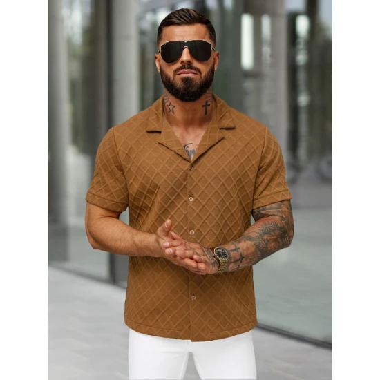 Vyriški trumparankoviai rudi marškinėliai Fargo O/B2257