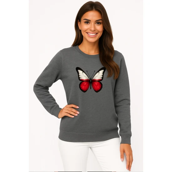 Moteriškas pilkas džemperis Lenkija drugelis PK4032