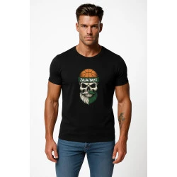 Vyriški juodi marškinėliai Kaukolė su kamuoliu