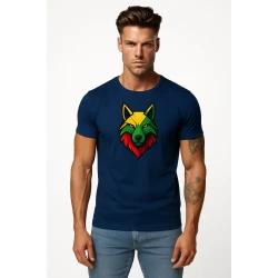 Vyriški tamsiai mėlyni marškinėliai Vilkas