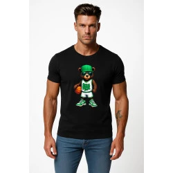 Vyriški juodi marškinėliai Meškinas be džemperio