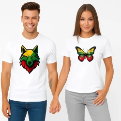 Baltų marškinėlių komplektas Vilkas-drugelis