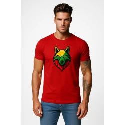Vyriški raudoni marškinėliai Vilkas