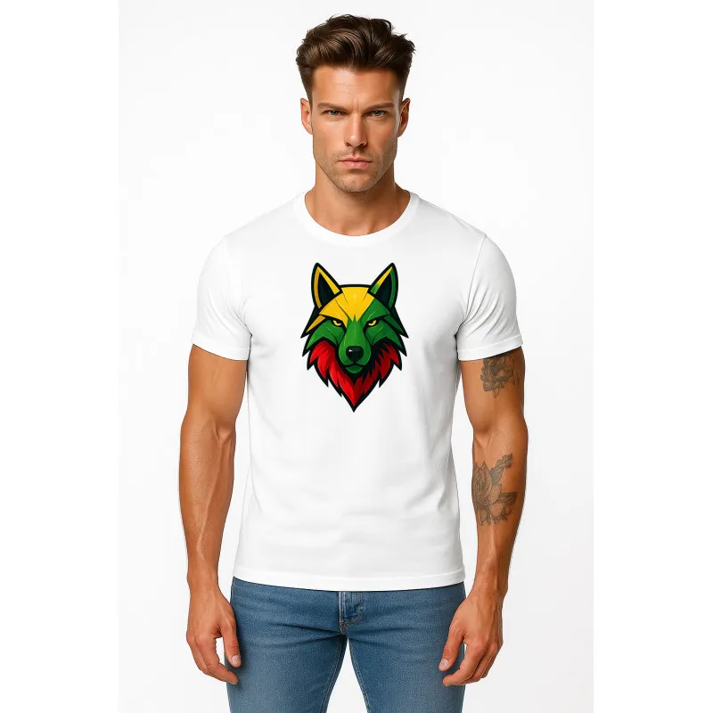 Men's white T-shirt Wolf PK4021