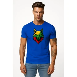 Vyriški mėlyni marškinėliai Vilkas