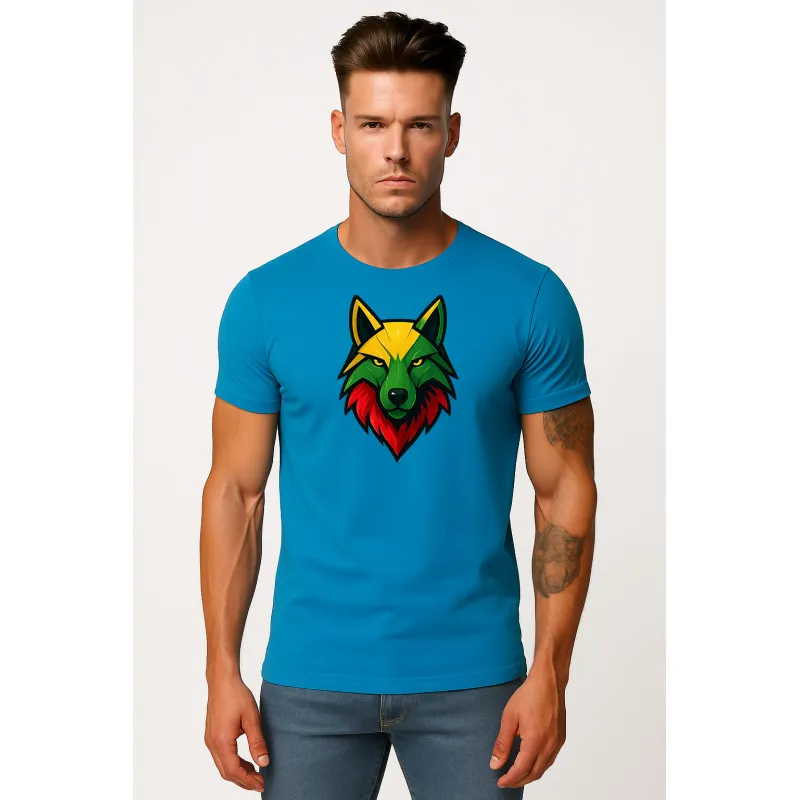 Men's turquoise T-shirt Wolf PK4021