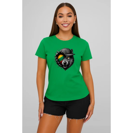 Moteriški žali marškinėliai Vilkas pilkas PK4029