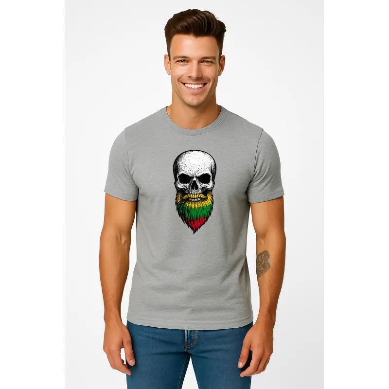 Men's light grey shirt Skull and Beard PK4015