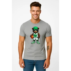 Vyriški šviesiai pilki marškinėliai Meškinas be džemperio