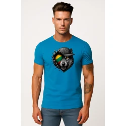 Vyriški mėlyni marškinėliai Vilkas pilkas