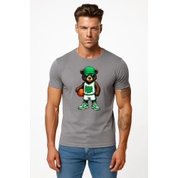 Vyriški pilki marškinėliai Meškinas be džemperio