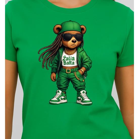 Moteriški žali marškinėliai Meškutė PK4023