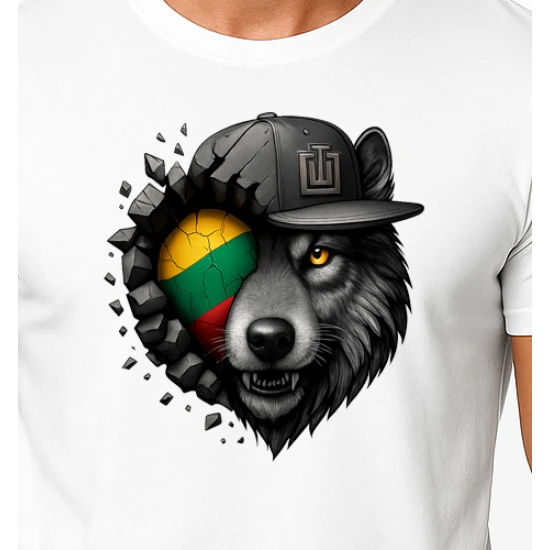 Vyriški balti marškinėliai Vilkas pilkas PK4031