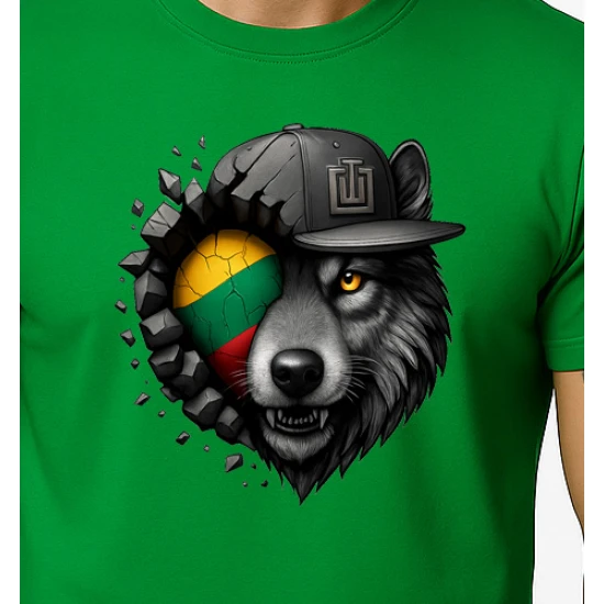 Vyriški žali marškinėliai Vilkas pilkas PK4031