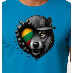 Vyriški mėlyni marškinėliai Vilkas pilkas