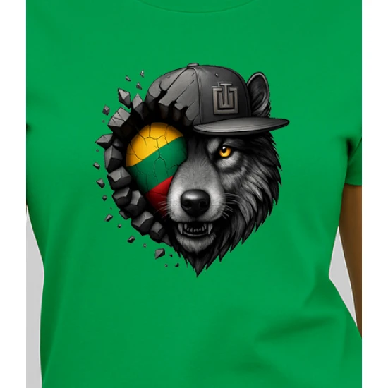 Moteriški žali marškinėliai Vilkas pilkas PK4029