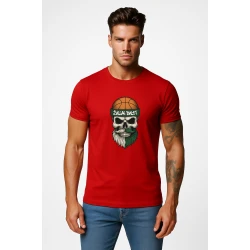 Vyriški rudoni marškinėliai Kaukolė su kamuoliu