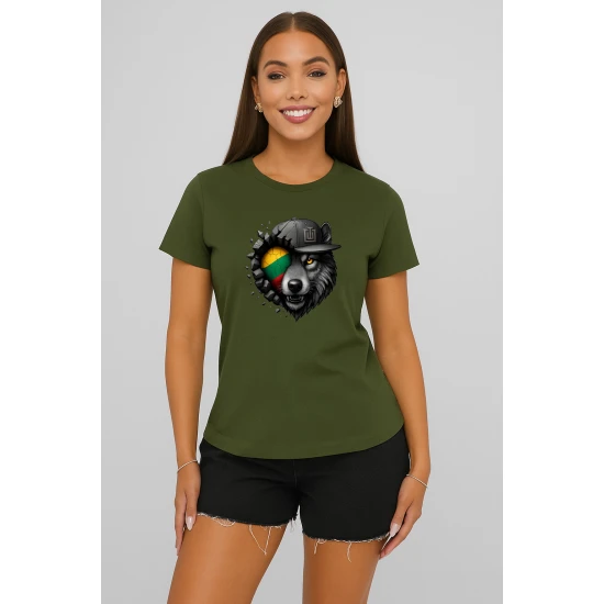 Moteriški chaki marškinėliai Vilkas pilkas PK4029