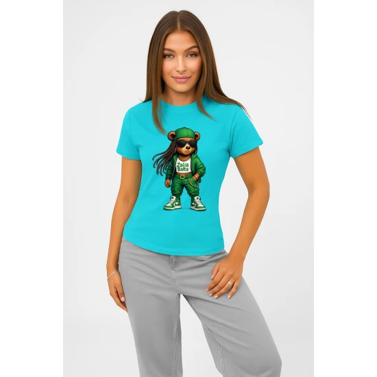 Moteriški šviesiai mėlyna marškinėliai Meškutė PK4023