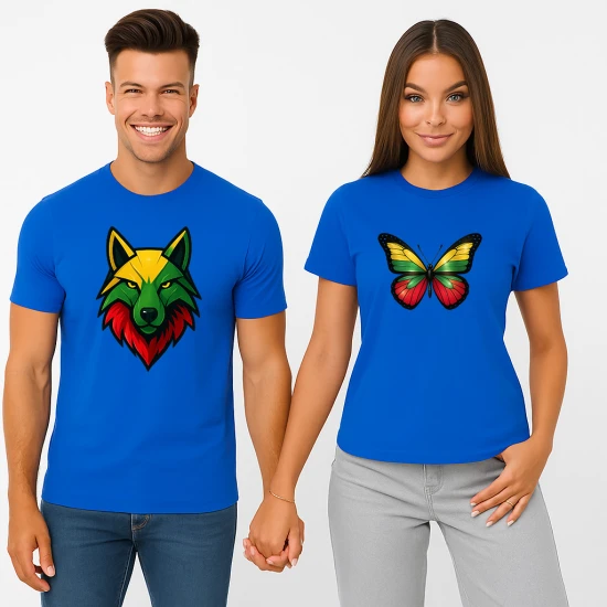 Mėlynų marškinėlių komplektas Vilkas-drugelis PK4026