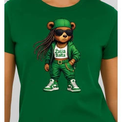 Moteriški tamsiai žali marškinėliai Meškutė